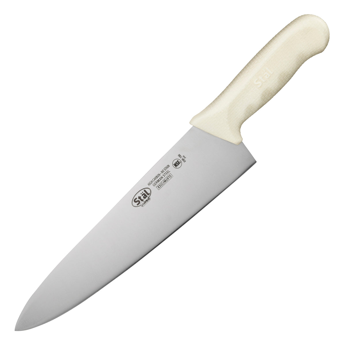 Picture of Winco KWP-100 Stal 10 in. Chefs Knife, White Polypropylene Handle