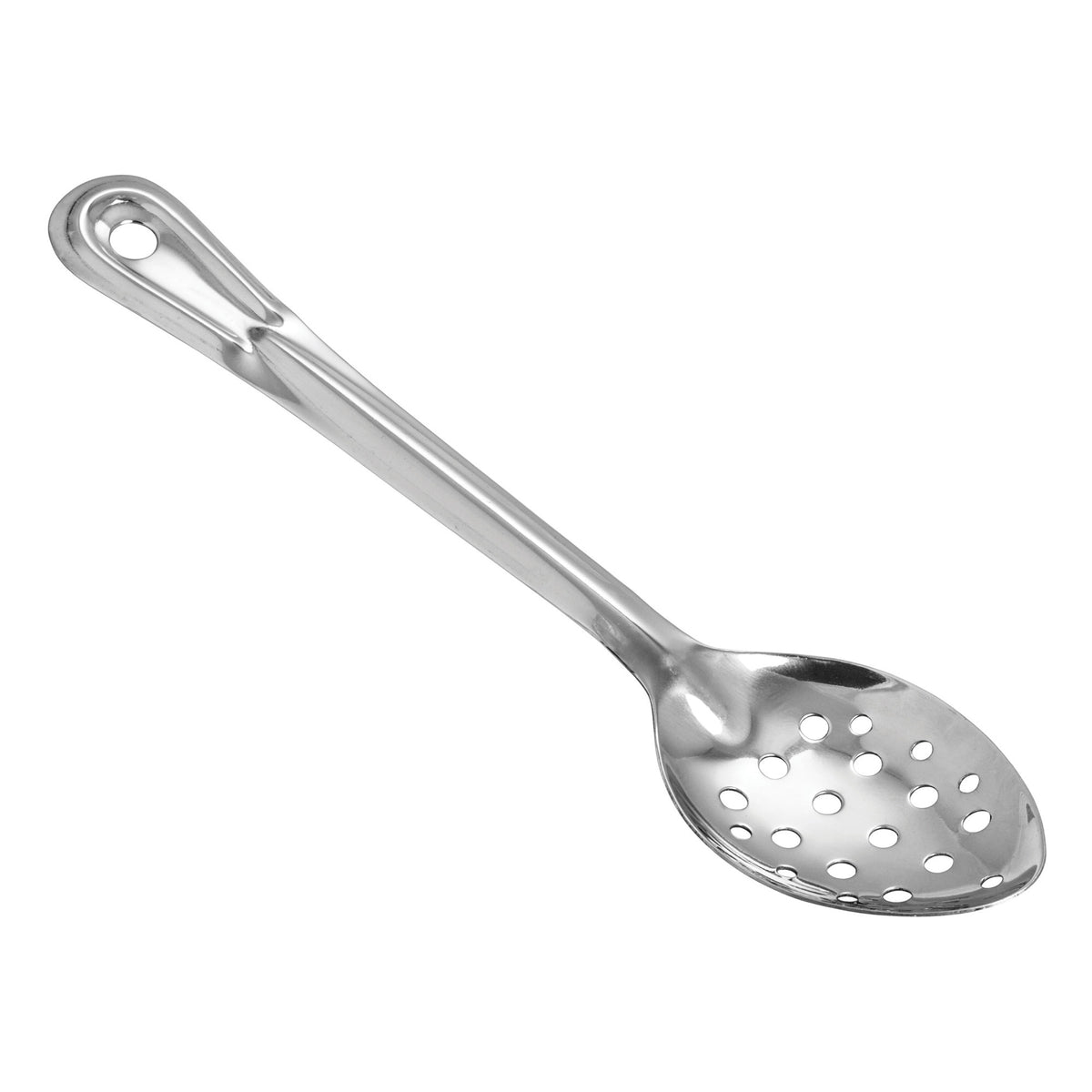 Picture of Winco BSPT-11H Heavy-Duty Basting Spoon, Stainless Steel, 1.5 mm - Perforated, 11 in.