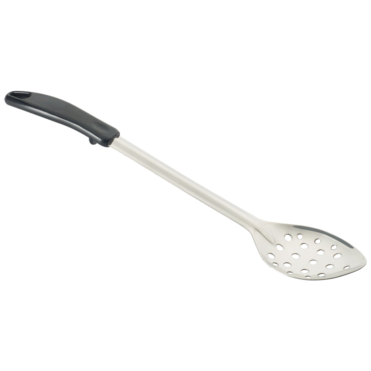 Picture of Winco BHPP-15 Basting Spoon with Stop-Hook Polypropylene Handle - Perforated, 15 in. - Stainless Steel