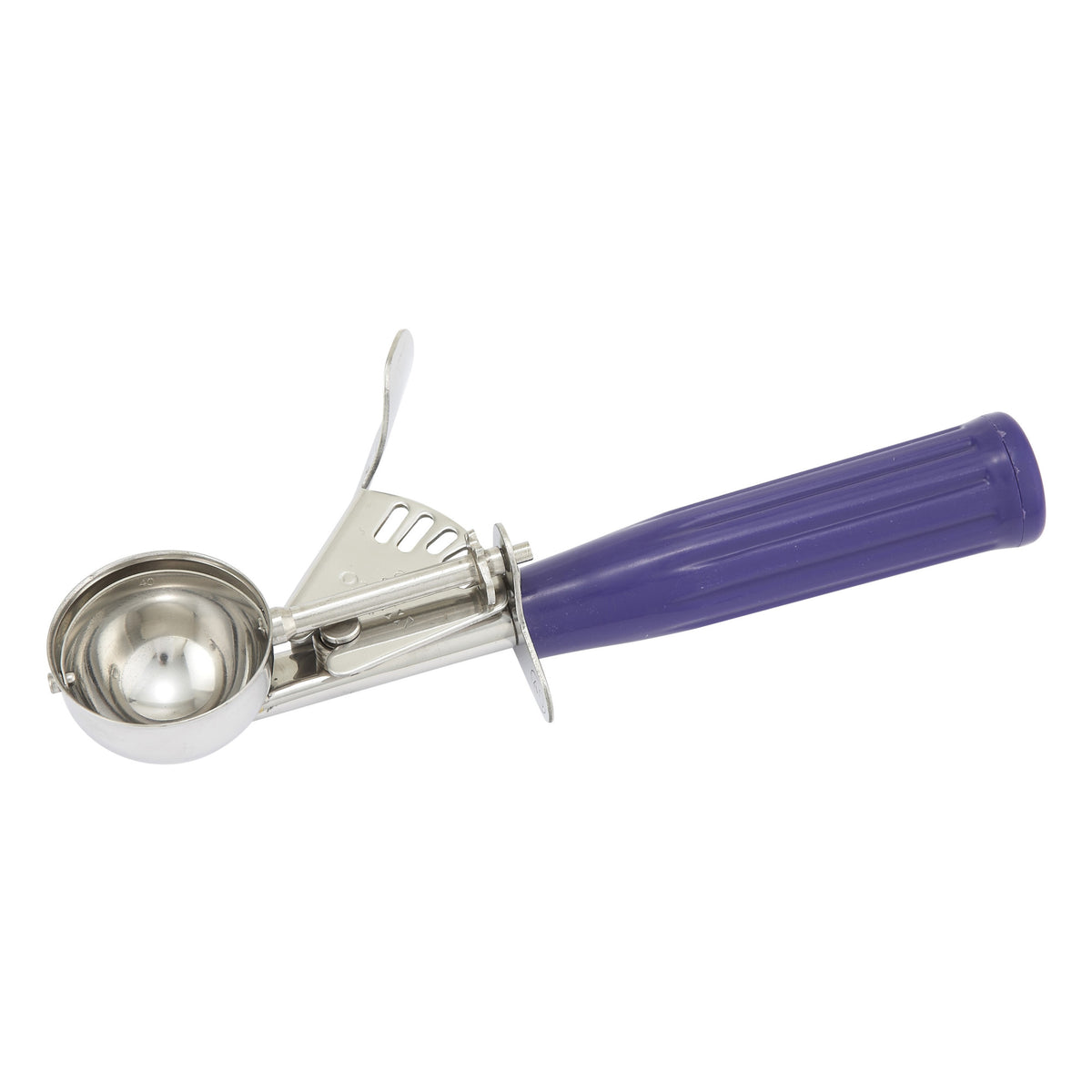 Picture of Winco ICD-40 Stainless Steel Thumb Press Disher with Plastic Handle, Size 40 - Purple