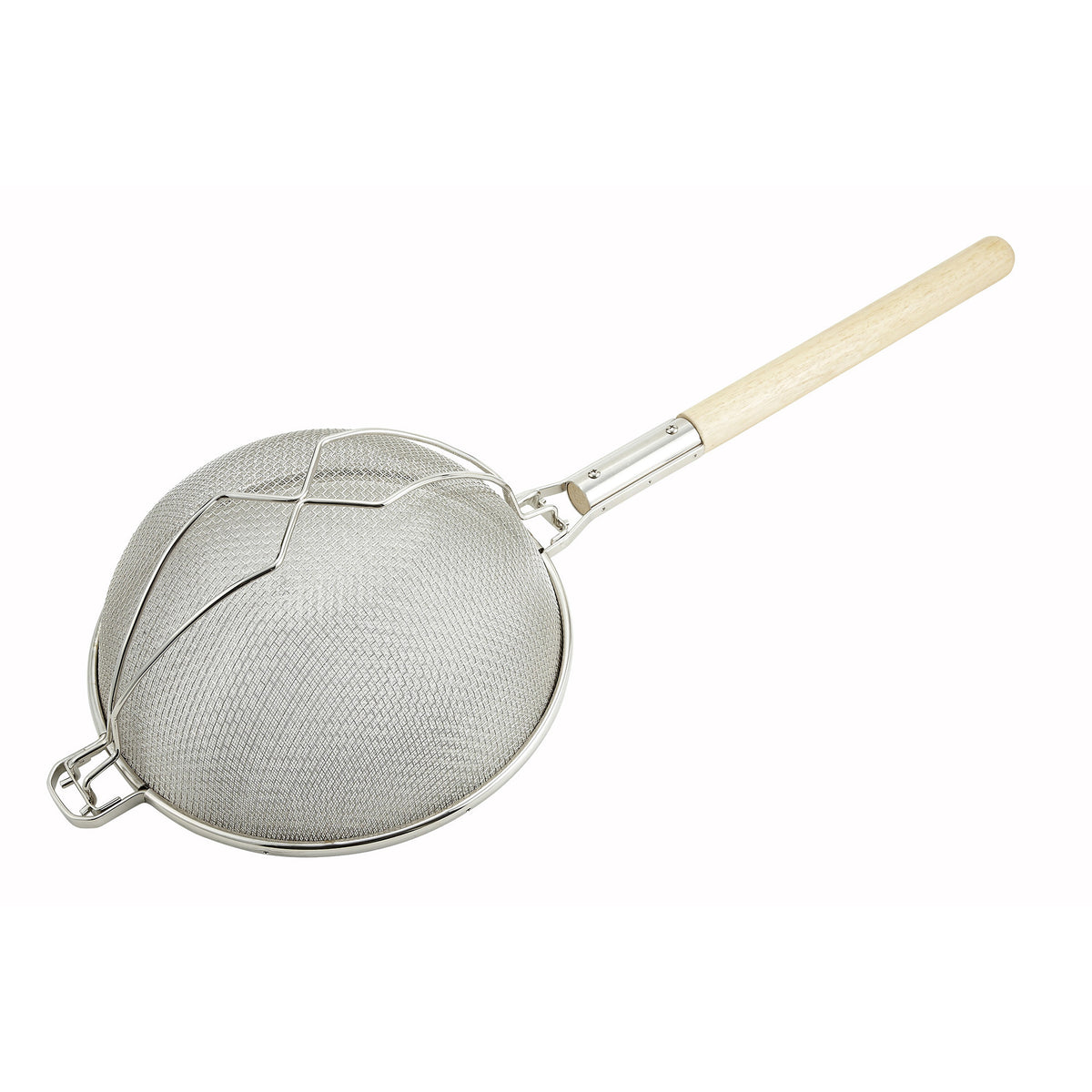 Picture of Winco MST-14D 14 in. Reinforced Double Mesh Strainer with Round Handle, Nickel Plated