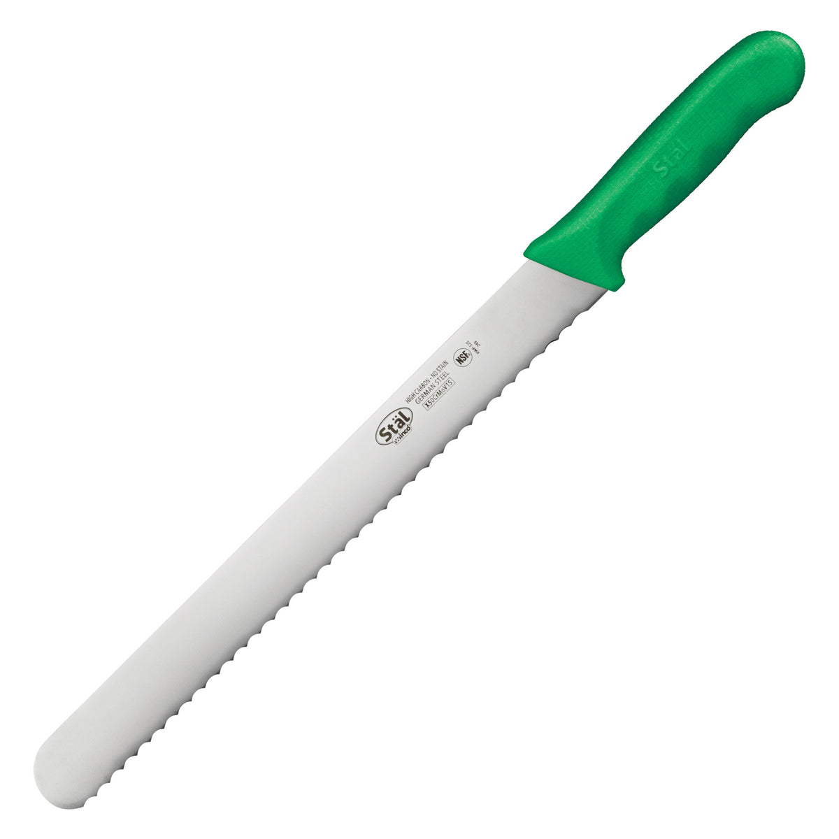 Picture of Winco KWP-121G Stal 12 in. Wavy Edge Slicer - Green Polypropylene Handle