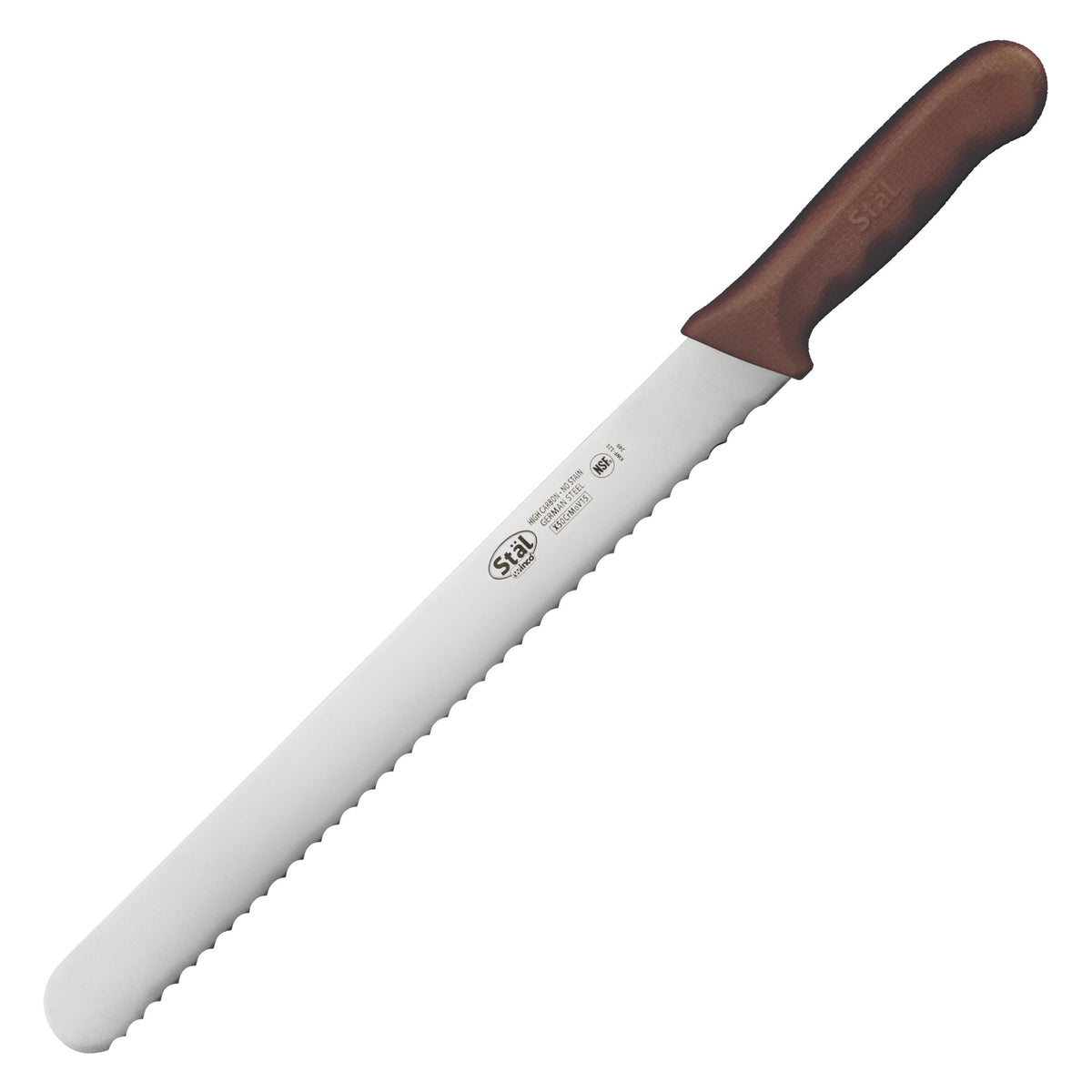 Picture of Winco KWP-121N Stal 12 in. Wavy Edge Slicer - Brown Polypropylene Handle