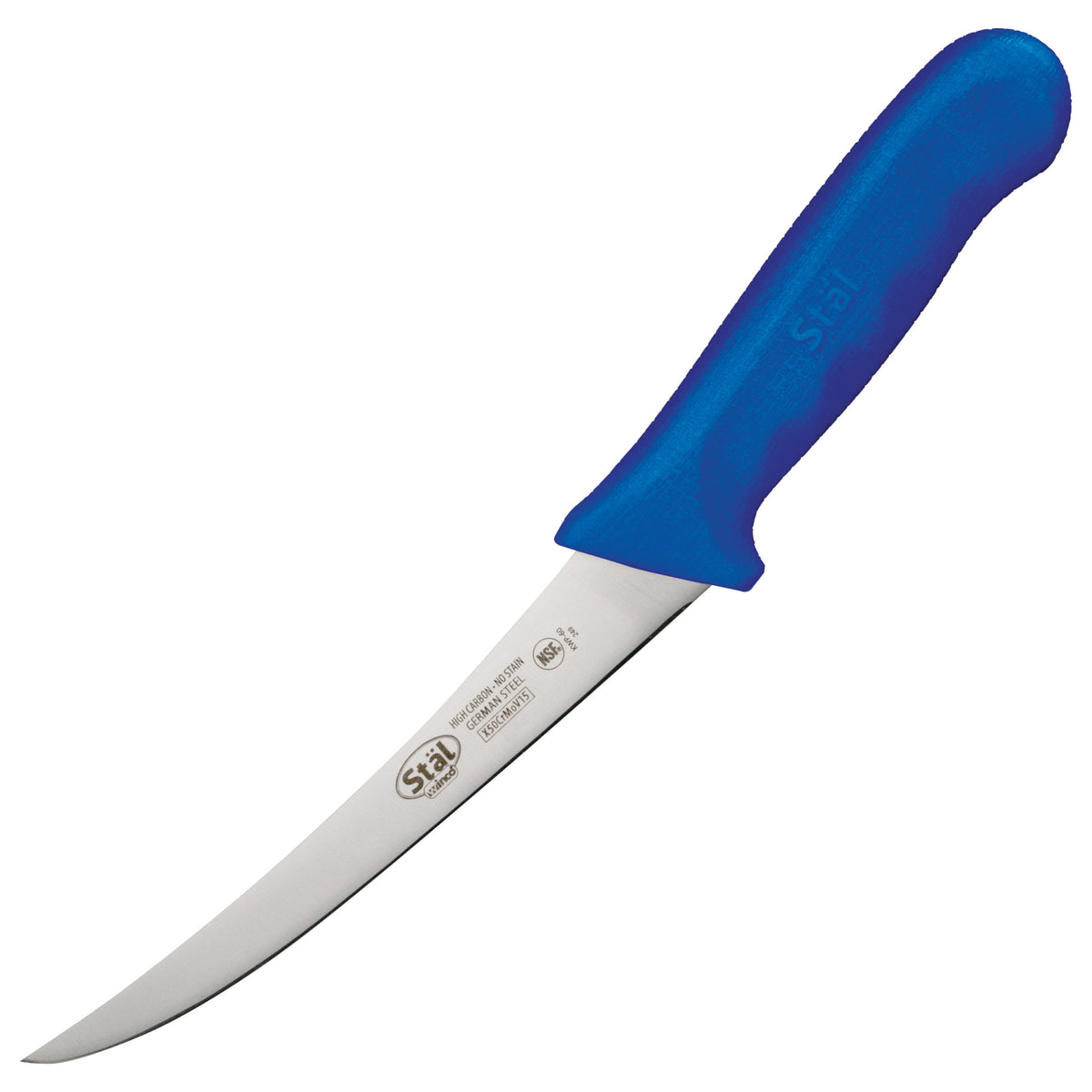 Picture of Winco KWP-60U Stal 6 in. Boning Knife, Flexible - Blue Polypropylene Handle