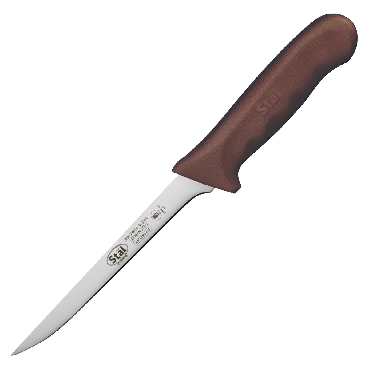 Picture of Winco KWP-61N Stal 6 in. Boning Knife, Narrow - Brown Polypropylene Handle