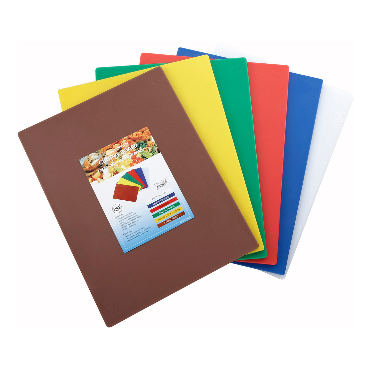 Picture of Winco CBST-1218 Cutting Boards, Set of 6 Colors - 12 x 18 x 0.5 in.