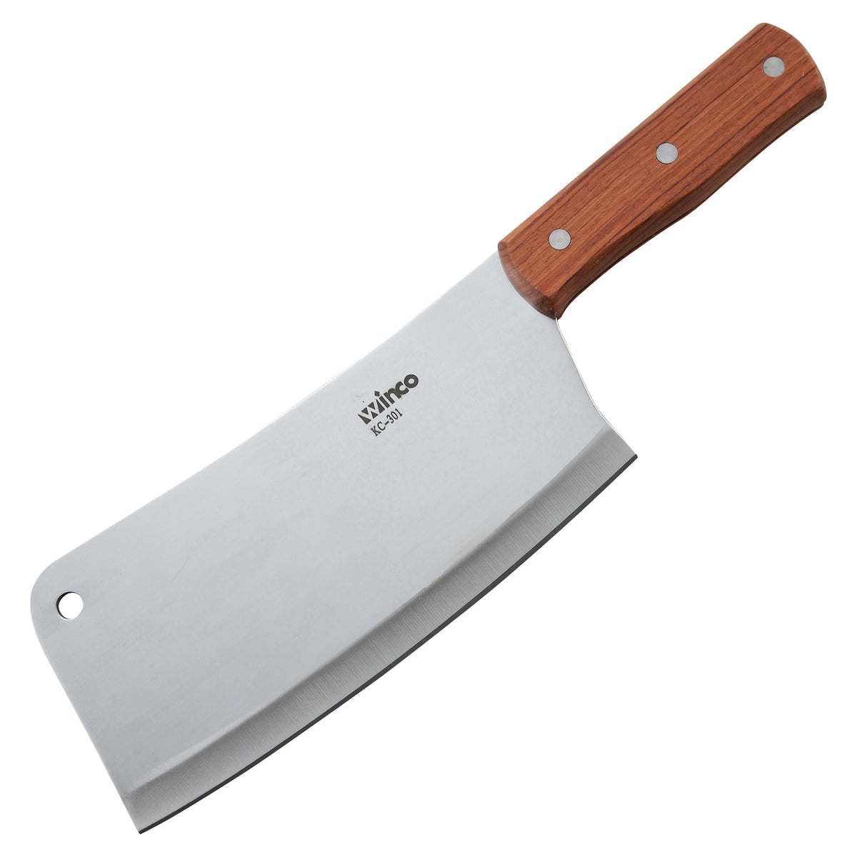 Picture of Winco KC-301 Heavy-Duty Cleaver with Wooden Handle - 8 x 3.5 in. Blade
