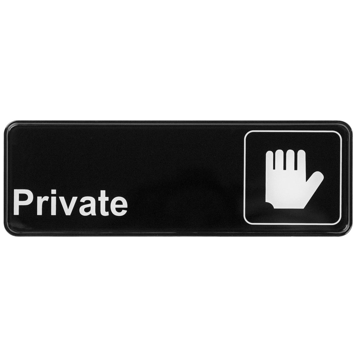 Winco SGN-304 PRIVATE Sign w/ Symbol, 3 x 9, Black