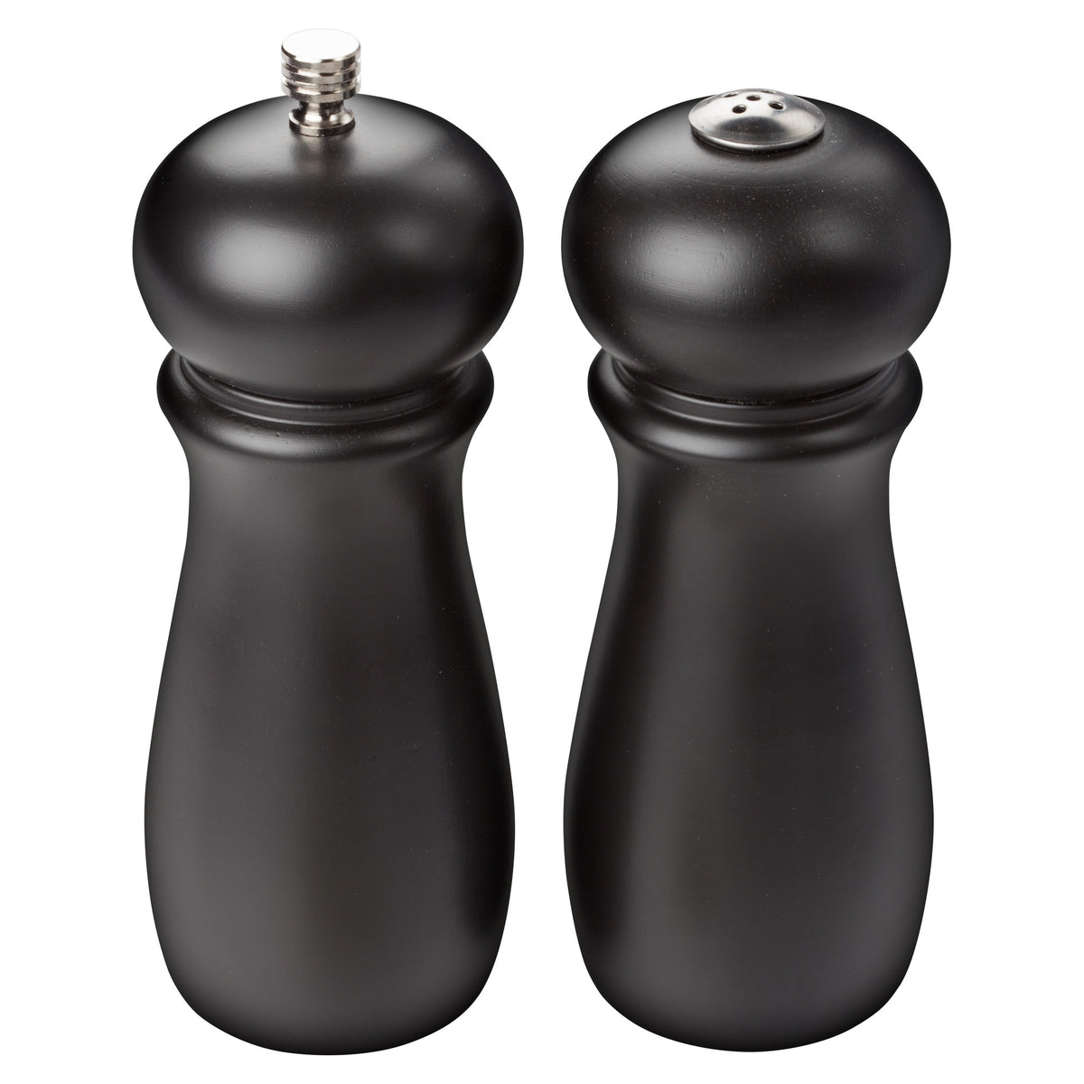 Picture of Winco SP-612 Salt & Pepper Grinder Set, 2 Piece, Wooden - Black