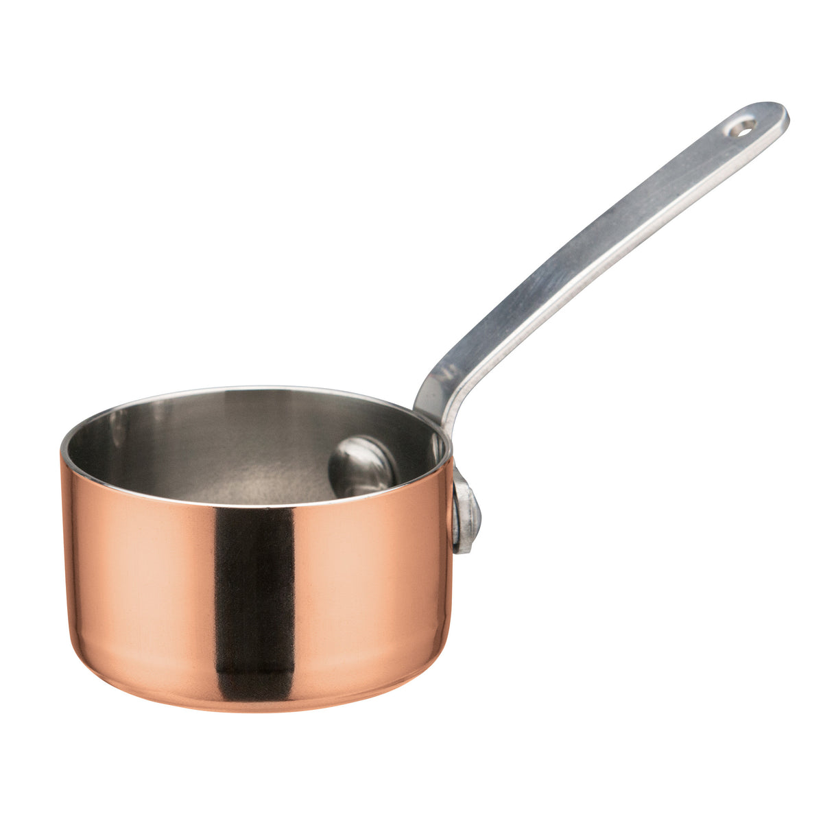 Picture of Winco DCWA-201C Mini Sauce Pan, Copper-Plated - 2 in. Dia. x 1.19 in.