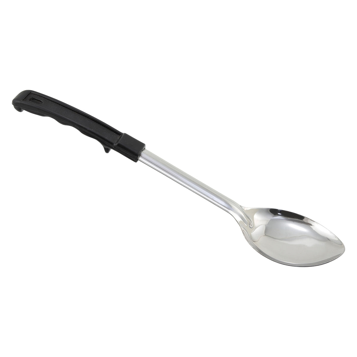 Picture of Winco BHON-13 Prime Basting Spoon with Stop-Hook Plastic Handle - Solid, 13 in. - Stainless Steel