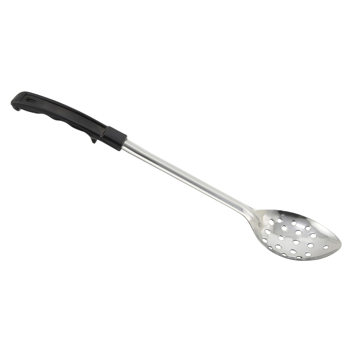 Picture of Winco BHPN-15 Prime Basting Spoon with Stop-Hook Plastic Handle - Perforated, 15 in. - Stainless Steel