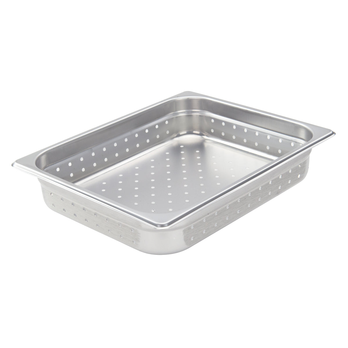 Picture of Winco SPJH-202PF Perforated Steam Pan, 22 Gauge - Stainless Steel - Half Size - 2.5 in. Dia.