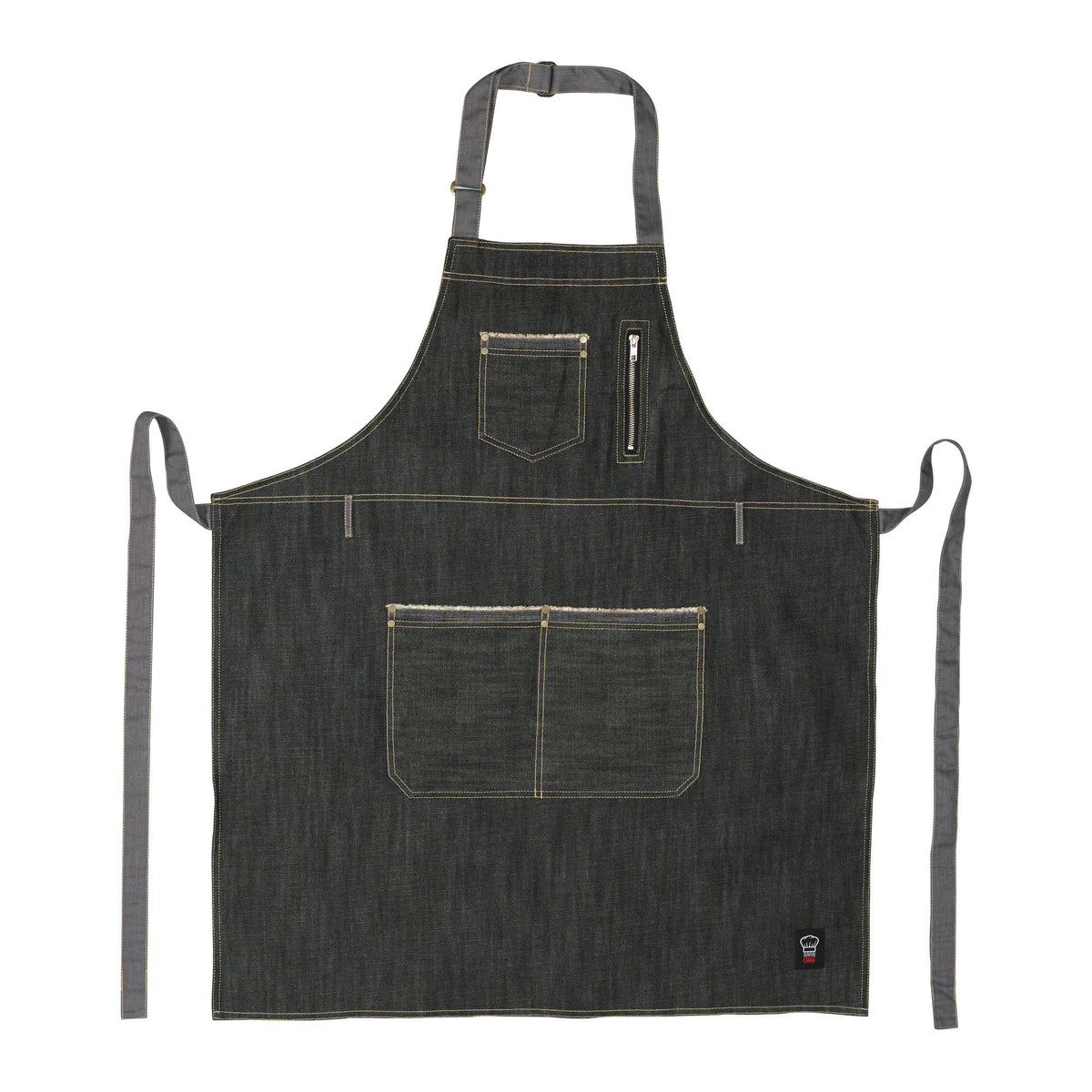 Picture of Winco BADN-3430 Heavyweight Denim Bib Apron&#44; Adjustable Neck - 34.5 x 30.25 in.