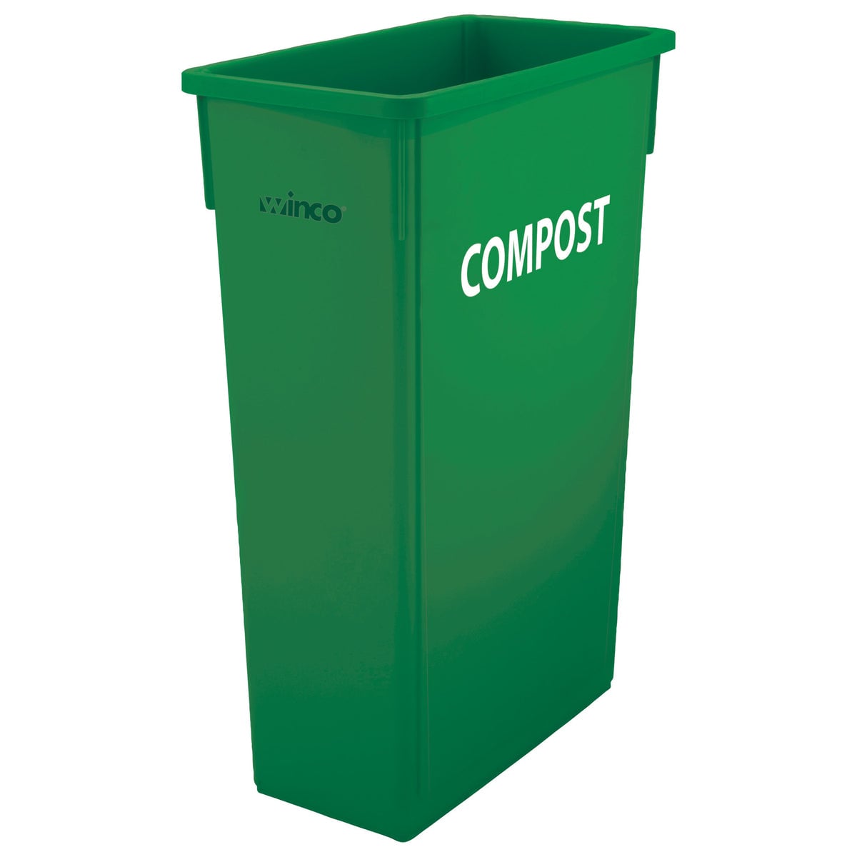 Winco PTC-23GRC 23 gal Rectangle Slim Trash Can w/ Compost Sign, Green, 23 Gallon