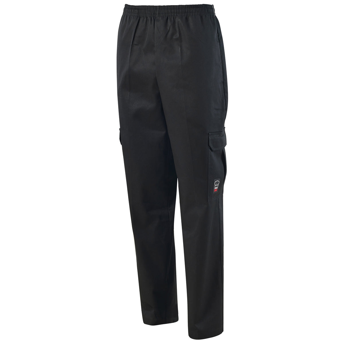 Winco UNF-11KXL X-Large Signature Chef Cargo Chef Pants - Black, Poly-Cotton