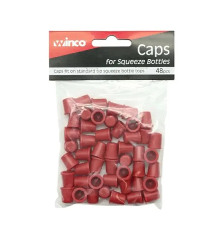 Picture of Winco PSW-CAP Top Cap for Squeeze Bottles, Red - 48 Piece
