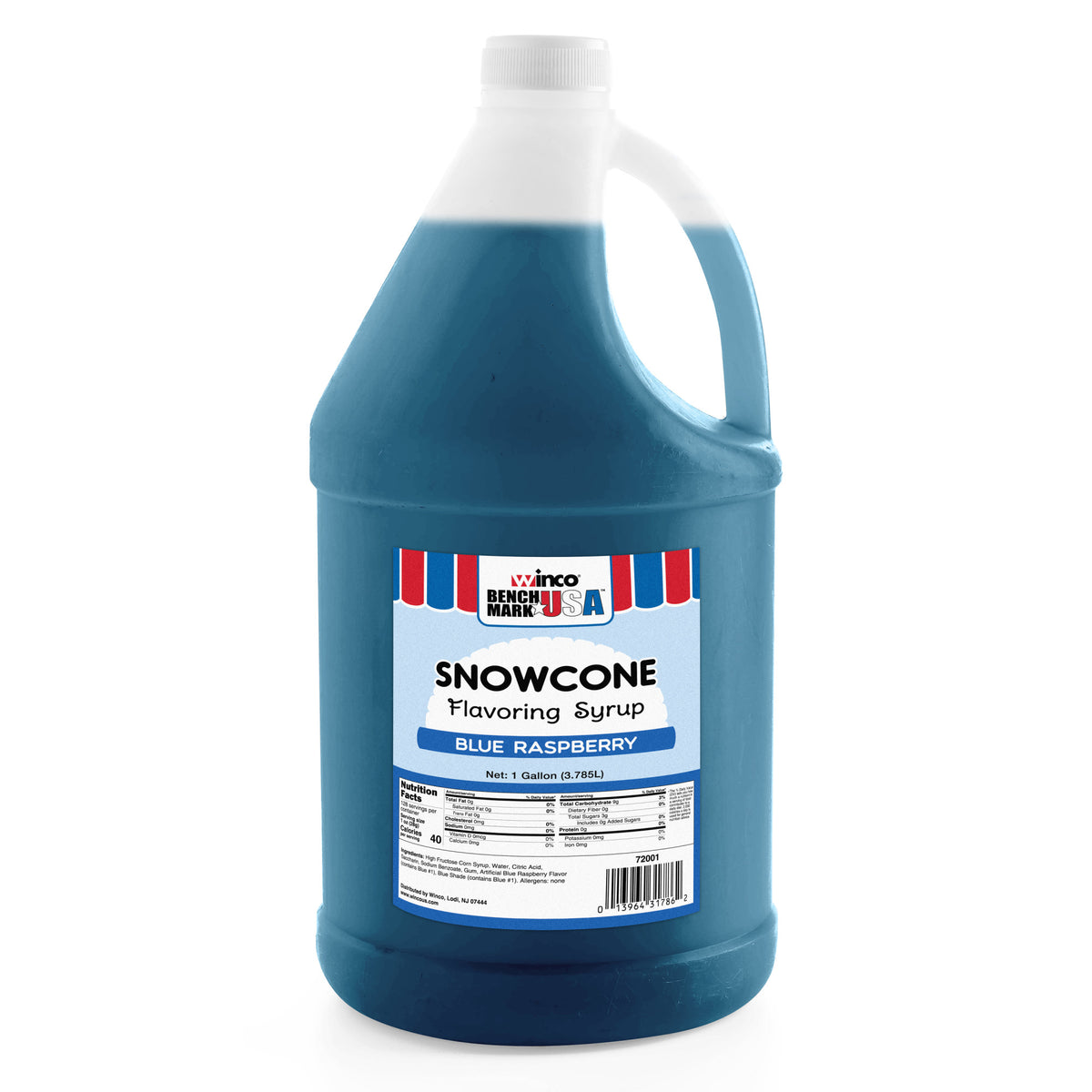Picture of Winco 72001CS Benchmark Snow Cone Syrup, Blue Raspberry, 1 gal