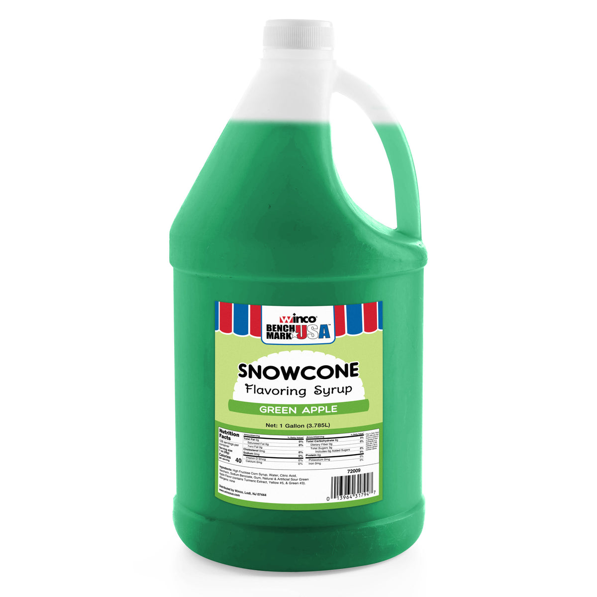 Picture of Winco 72009CS Benchmark Snow Cone Syrup, Green Apple, 1 gal