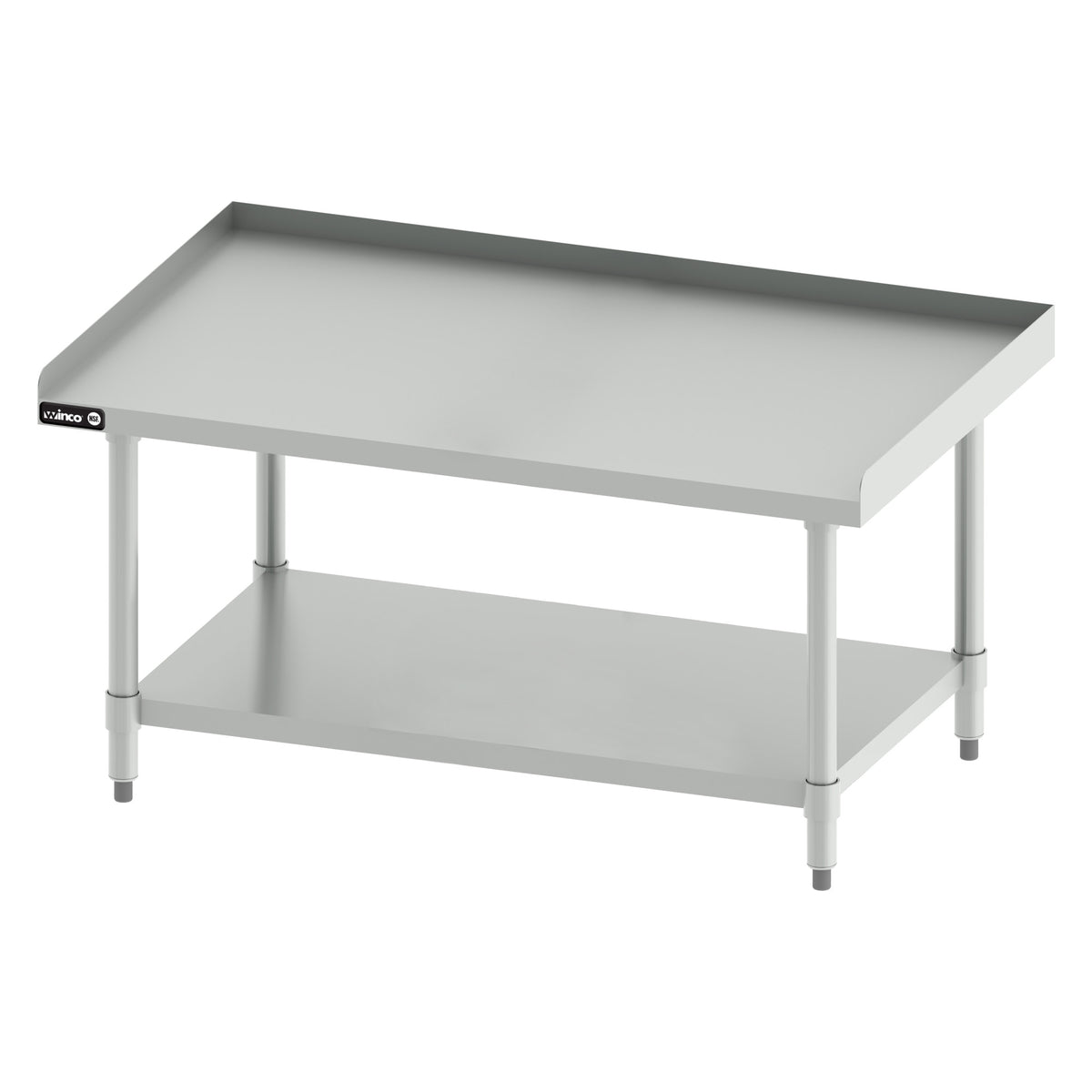 Picture of Winco ES-4830 Stainless Steel Equipment Stand - 48 x 30 x 24 in. - Galvanized Legs & Undershelf, 1.5 in. Up-Turn on Sides & Rear, NSF
