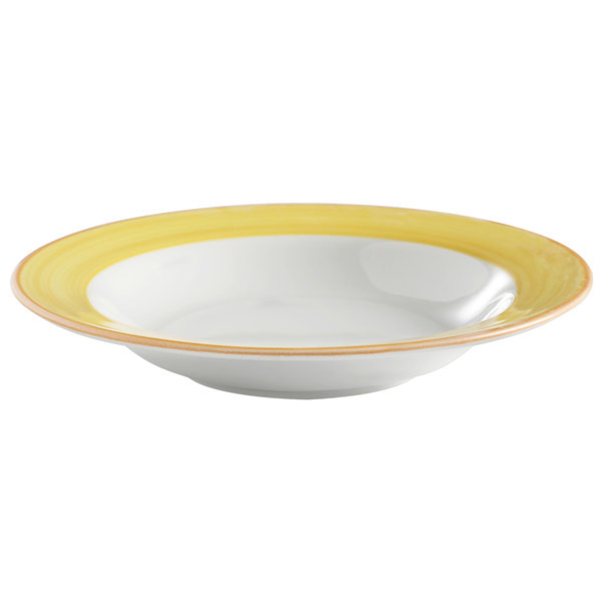 Picture of Winco PA1600703624 9.7 oz Yellow Porcelain Soup Bowl with Rim, 9 in. Dia., Corona Calypso - 2 Dozen