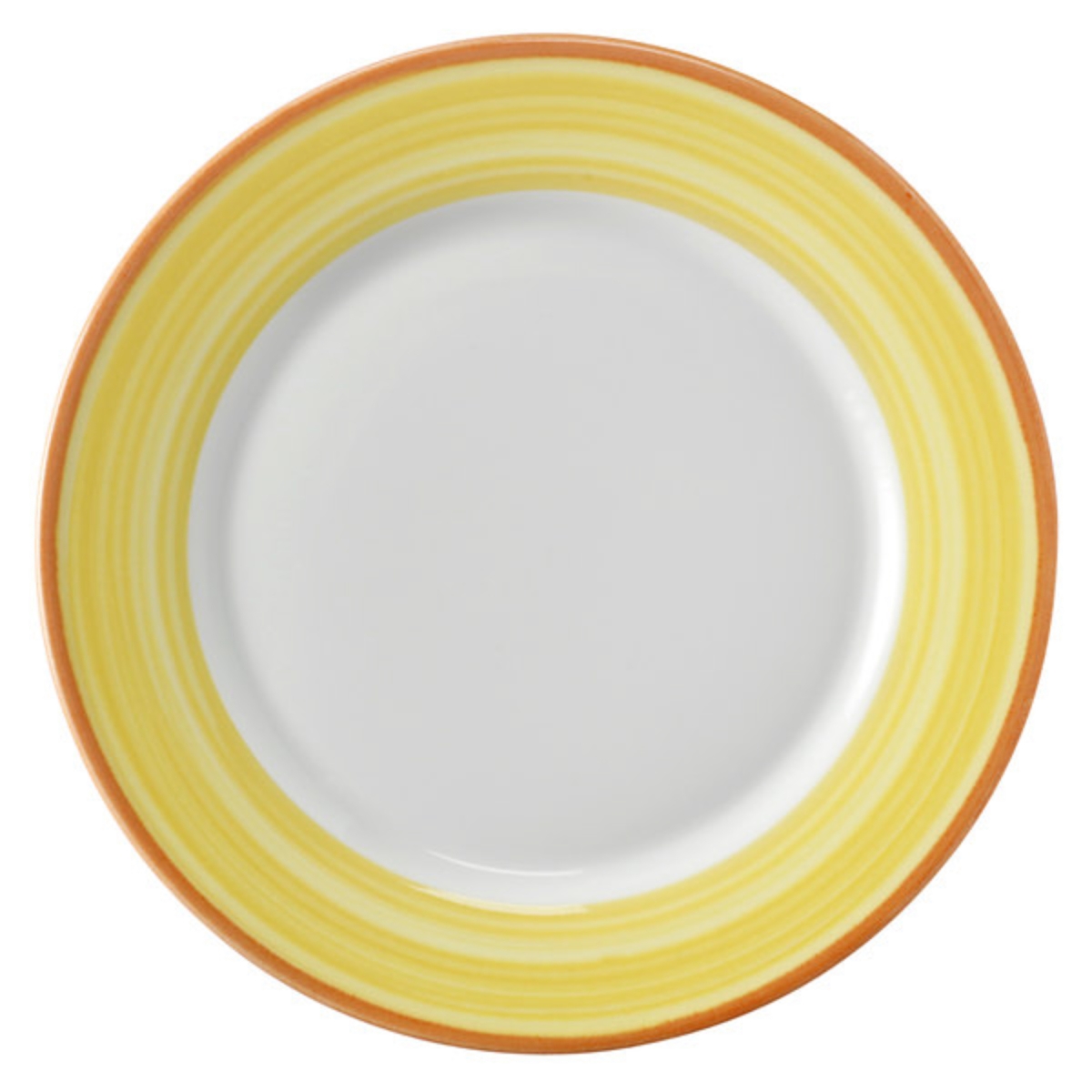 Picture of Winco PA1600902724 10.63 in. Yellow Porcelain Rolled Edge Plate, Corona Calypso - 2 Dozen