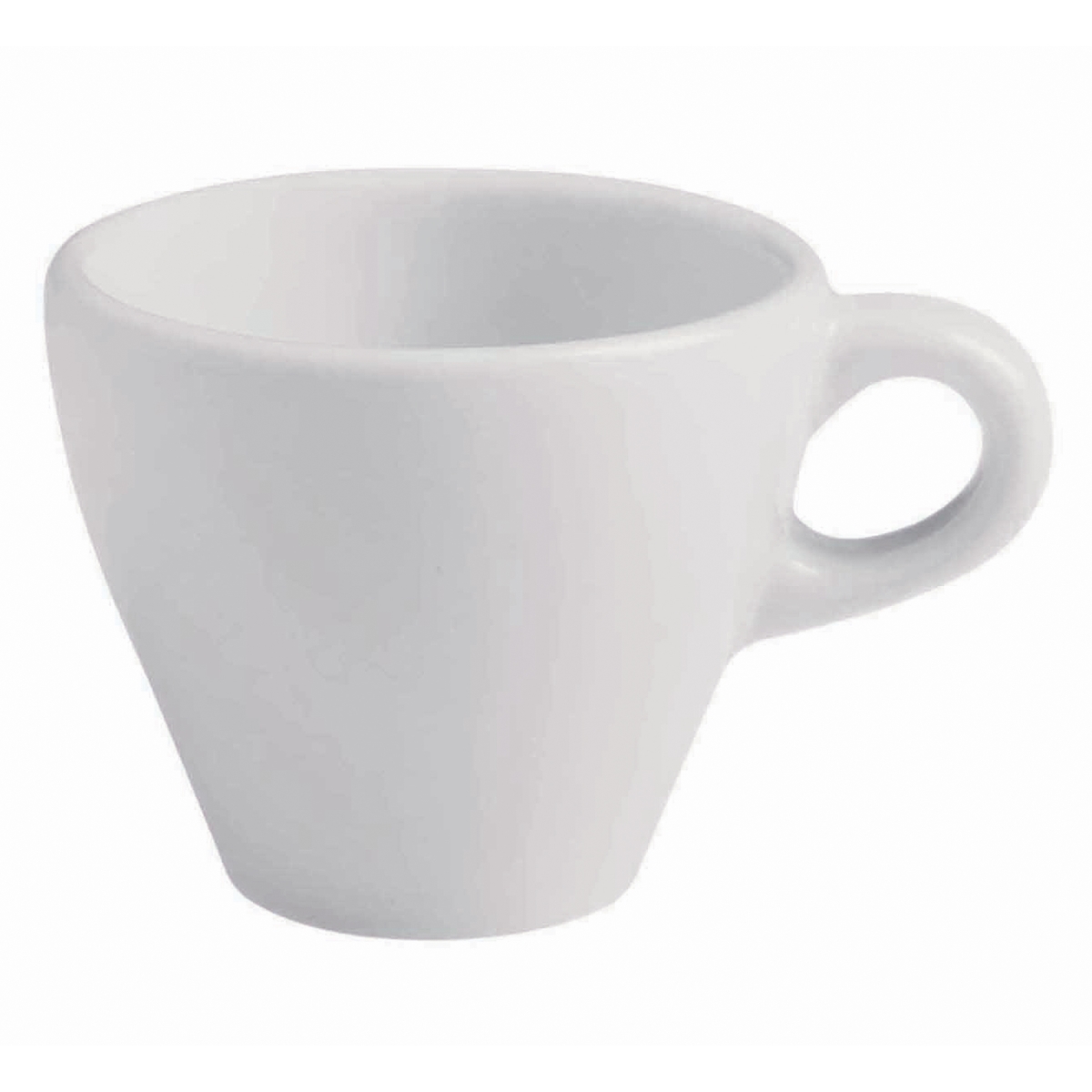 Picture of Winco PA1101804324 5.5 oz Bright White Porcelain Cappuccino Cup, 4.33 in. Dia. with Handle, Corona Actualite - 2 Dozen