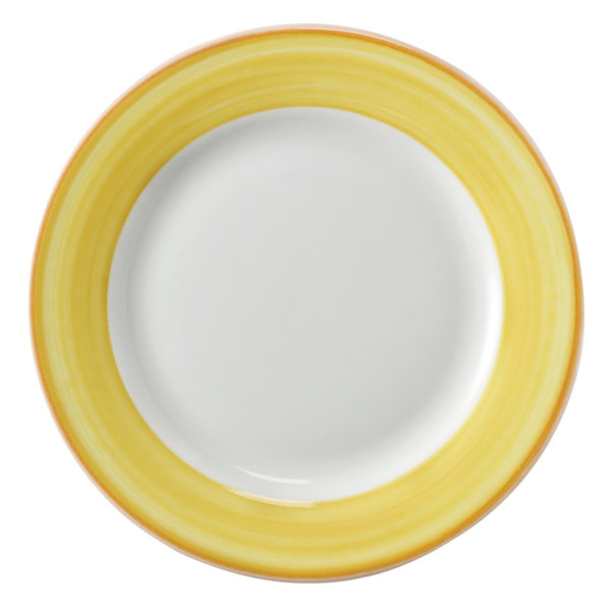 Picture of Winco PA1600902024 8 in. Yellow Porcelain Rolled Edge Plate, Corona Calypso - 2 Dozen