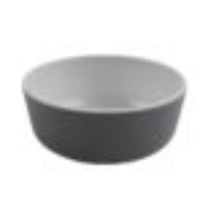 Picture of Winco RB-15-WS-GRM 15 oz Soup & Salad Melamine Bowl - 20 oz Rim Full - Glossy White Inside & Grey Matte Outside, G.E.T. Roca