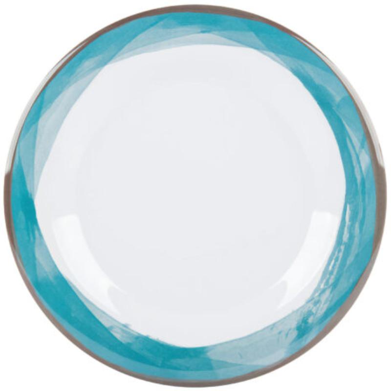 Picture of Winco WP-7-DW-KNB 7.5 in. Wide Rim Plate, Diamond White Base - Kanello Blue