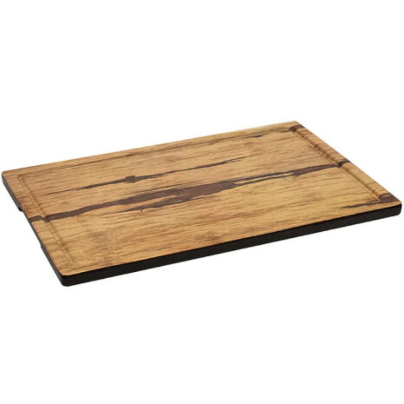 Picture of Winco SB-1409-ACW 14 x 9 in. Melamine Faux Acacia Wood Display Board with Ridge & Grip Handles, 0.5 in. Tall