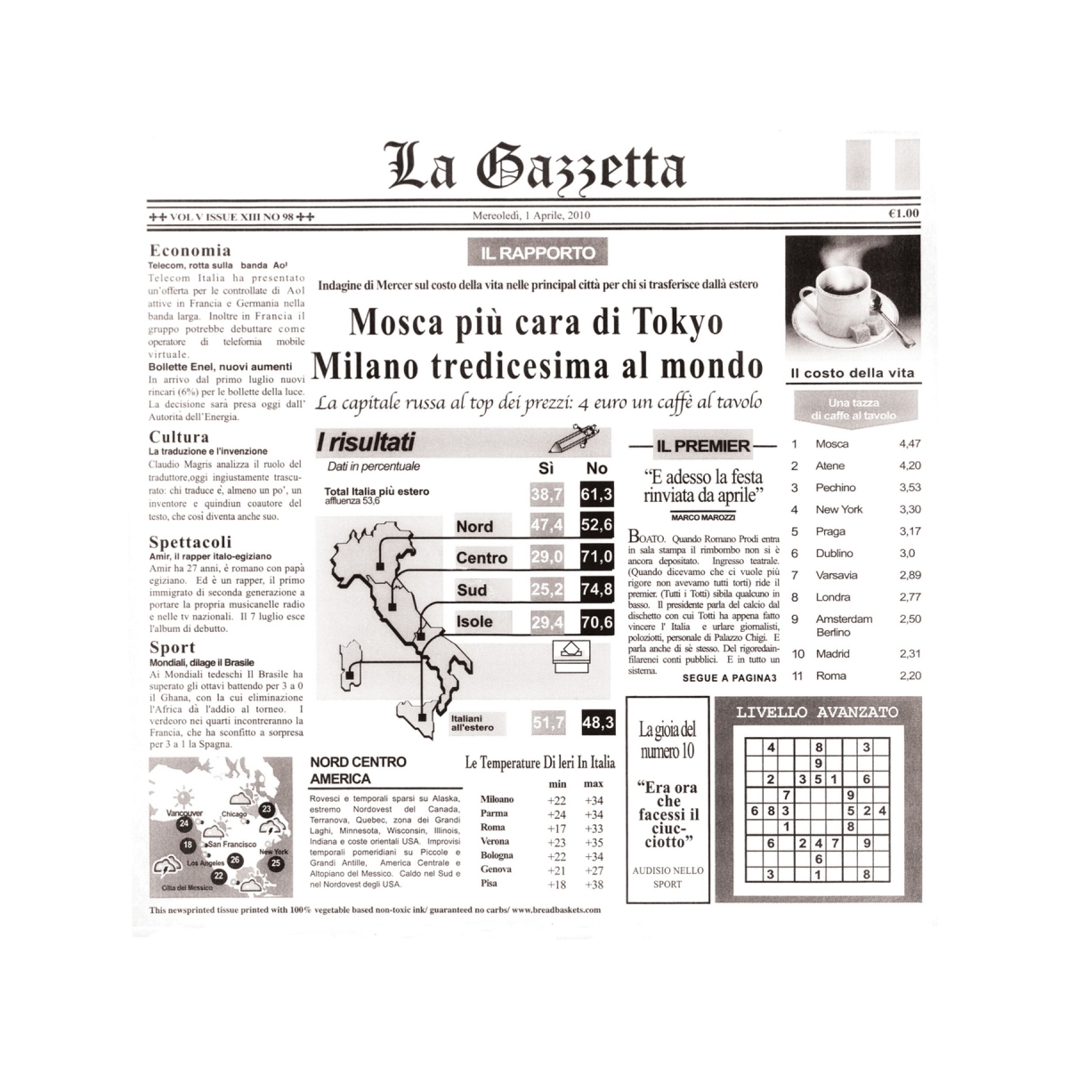 Picture of Winco 4-TI1808 12 x 12 in. Food-Safe Italian Newsprint Liner, White, 1000 Piece
