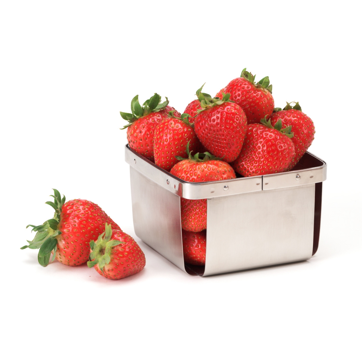 Picture of Winco 4-80828 4 in. Square Berry Basket, 2.5 in. Tall - Stainless Steel - Each 12