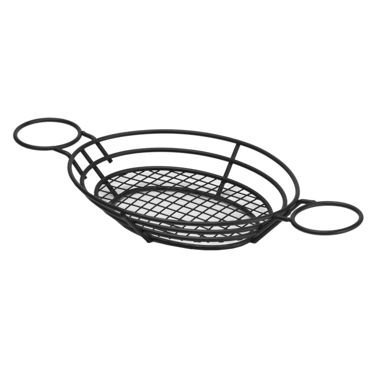 Picture of Winco 4-38822 11 x 8 in. Oval Basket with Raised Grid Base & 2 Holders, 2 in. Tall - Black - Each 12