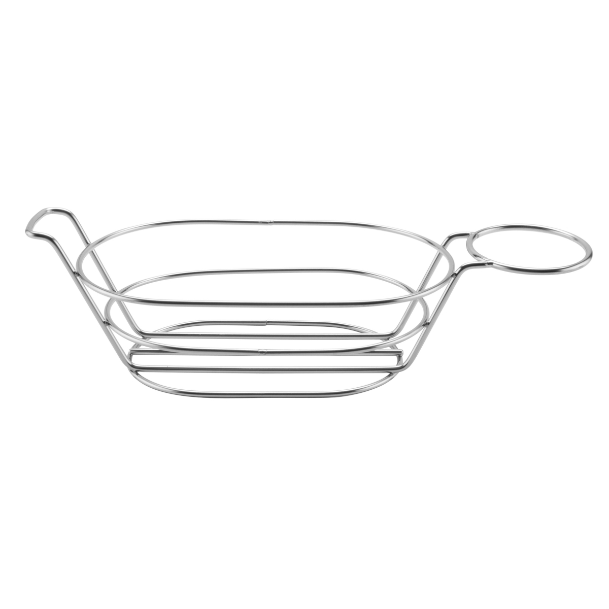 Picture of Winco 4-91630 9 x 6 in. Oval Basket with Handle & 1 Holder, 3.5 in. Tall - Stainless Steel - Each 12