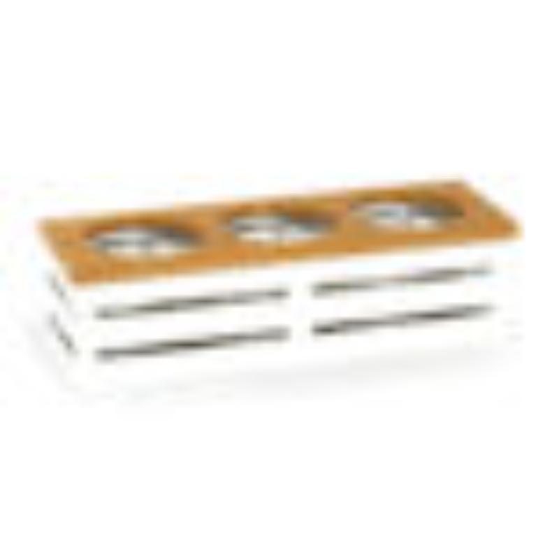 Picture of Winco FB-3COMP-W 19 x 6 in. 3-Compartment Metal Crate for Beverage Display & Dressing, 5.5 in. Tall. 4.88 in. Dia. Opening. Includes Ice Guard Insert - White