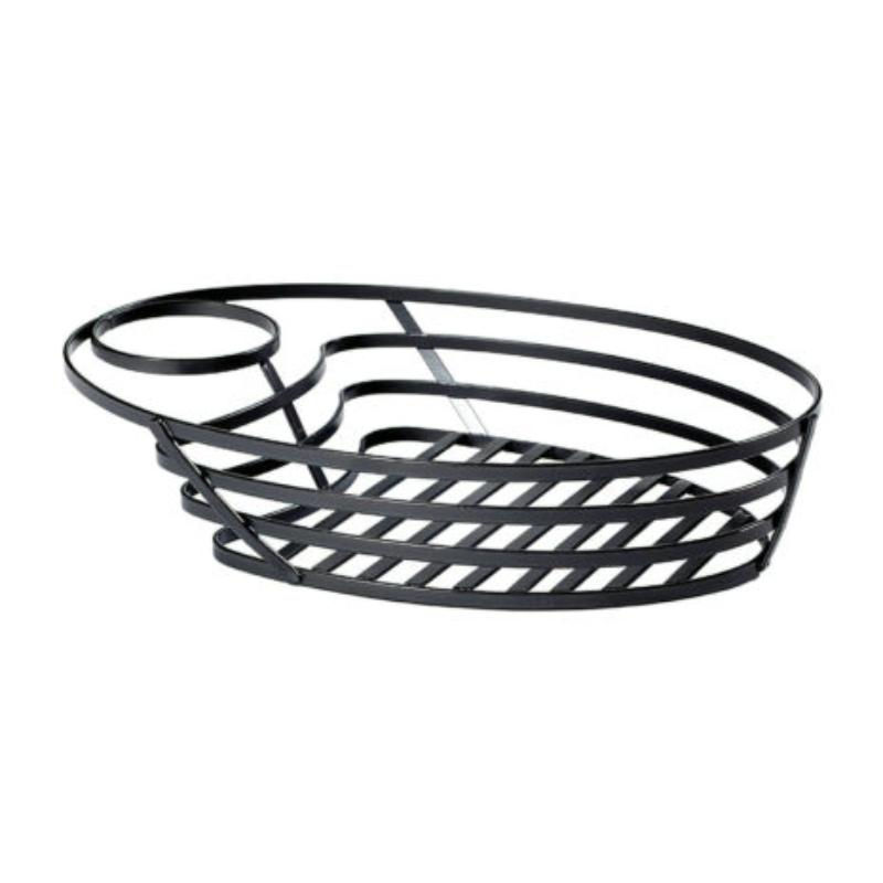 Picture of Winco WB-1060-MG 9.75 x 6.75 in. Oval Metal Grey Wire Food Serving Basket with One Sauce Cup Holder, 2.25 in. Tall, 2.5 in. Holder, G.E.T. Fuse