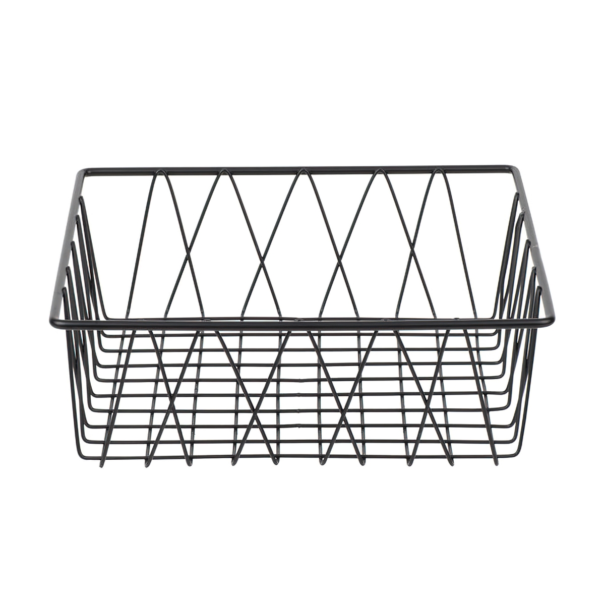 WB-105B 12 in. Black Square Wire Basket, 4 in. Deep - Each 6