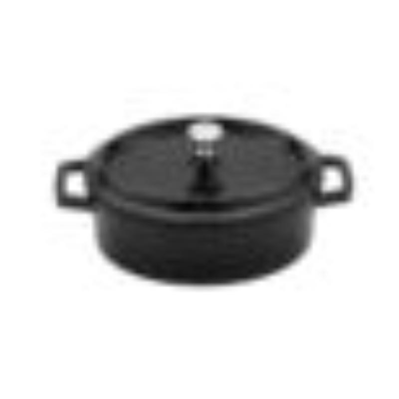 Picture of Winco CA-103-BK-BK-CC 12 oz - 14.5 oz Rim-Full, 5.5 x 4.25 in. Mini Oval Pot with Lid - 6.75 in. with Handles, 2 in. Deep - Black
