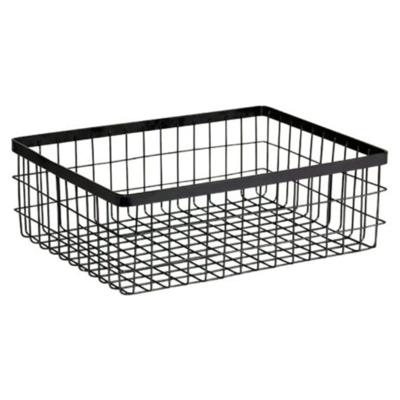 WB-1294-MG 12 x 9 in. Rectangular Wire Basket, 4 in. Tall - Metal Grey