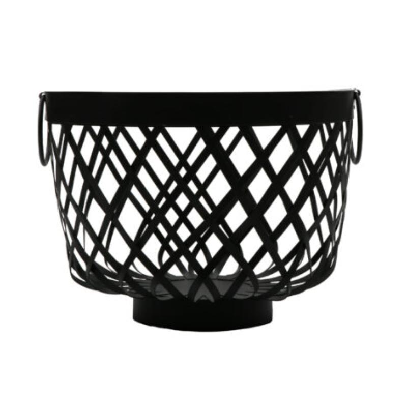 Picture of Winco WB-568-BK 11.5 in. Dia. x 8.75 in., Black, Iron Powder Coated, Round Basket with Side Ring Handles - 7.5 in. Deep - G.E.T. Harvest Baskets