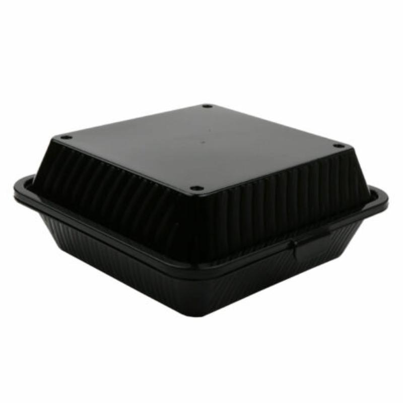 Picture of Winco EC-10-1-BK Single Entree, Polypropylene, Black, Food Reusable Container, 9 x 9 x 3.5 in., G.E.T. Eco-Takeouts