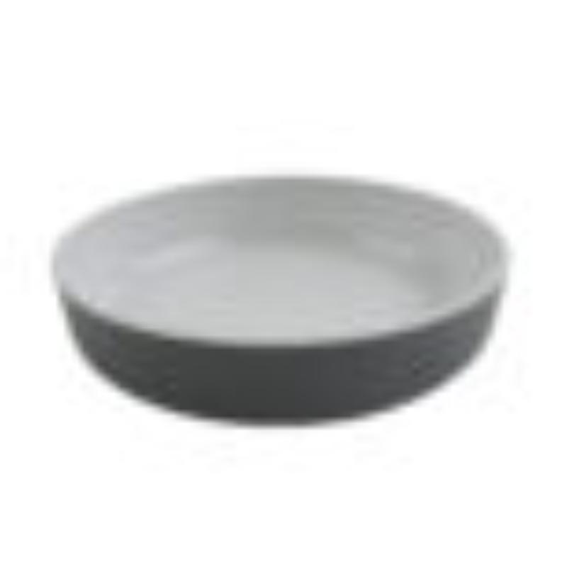 Picture of Winco RB-9-WS-GRM 9 in. Low Street 42 oz Melamine Bowl - 54 oz Rim Full - Glossy White Inside & Grey Matte Outside, G.E.T. Roca
