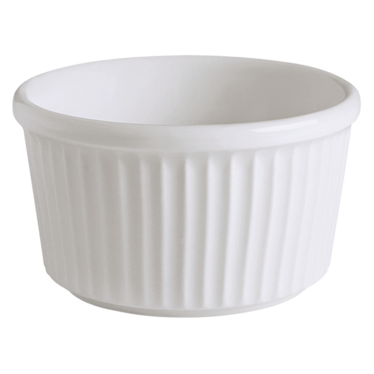 Picture of Winco PA1101707224 3.4 oz Bright White Porcelain Small Ramekin with Ribbed Texture, 3 in. Dia., Corona Actualite - 2 Dozen