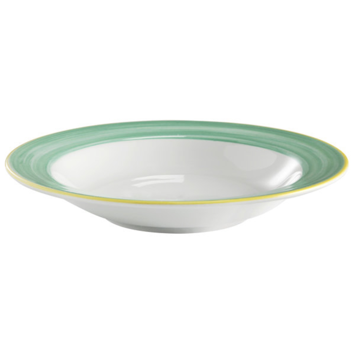 Picture of Winco PA1603703624 9.7 oz Green Porcelain Soup Bowl with Rim, 9 in. Dia., Corona Calypso - 2 Dozen