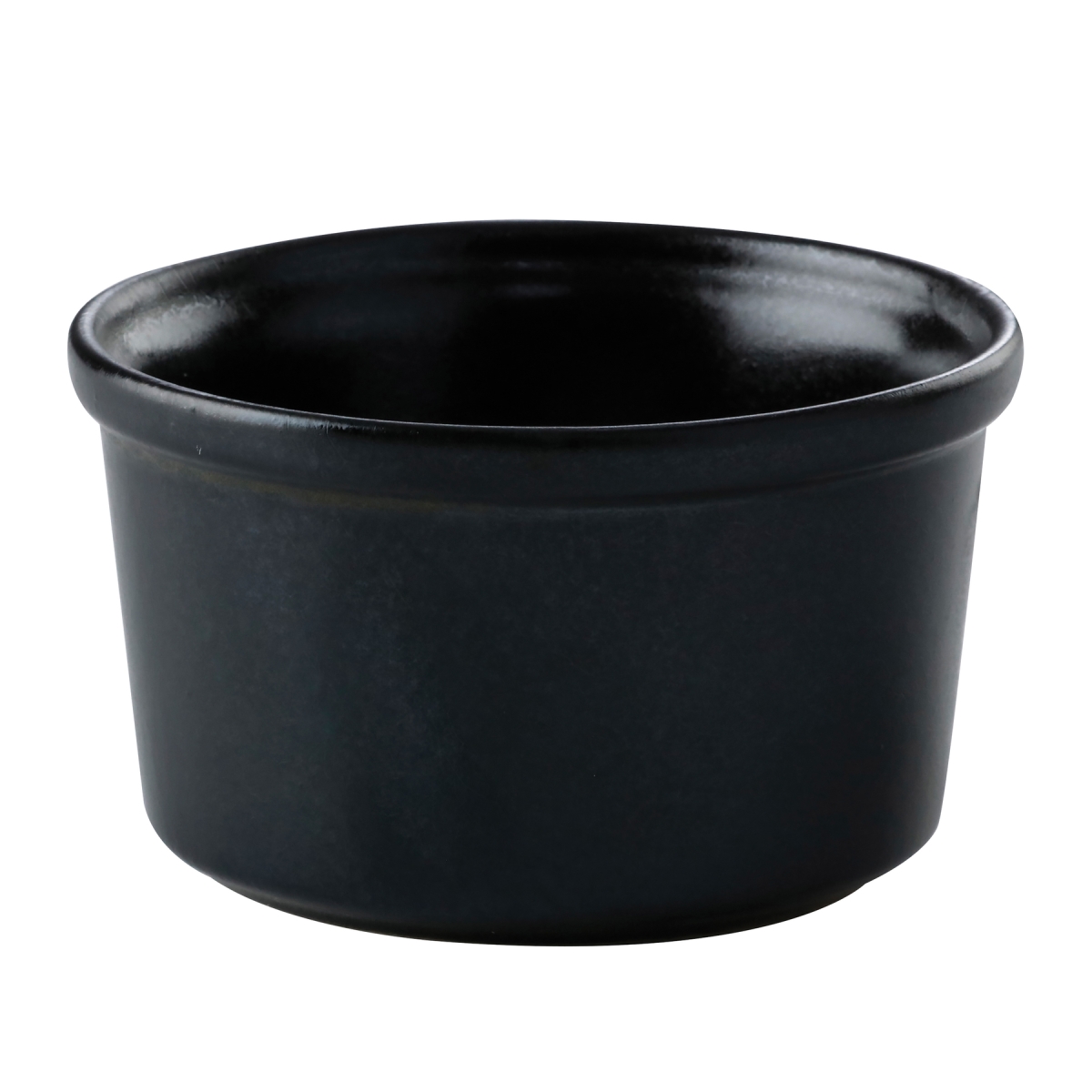 Picture of Winco PP1941807324 6.4 oz Black Reactive Glaze Porcelain Ramekin, 3.67 in. Dia., Corona Cosmos Pluto - 2 Dozen
