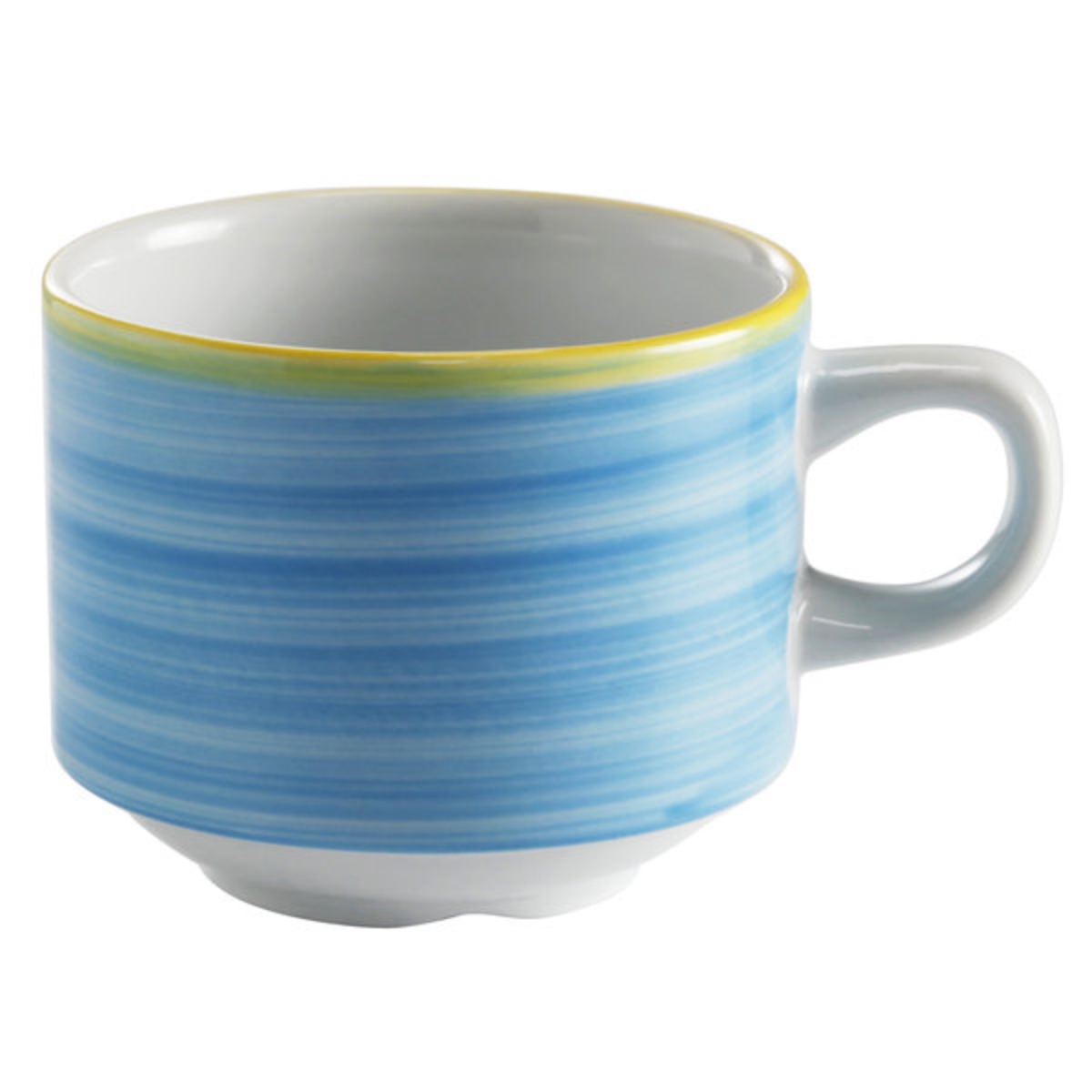 Picture of Winco PA1601904324 8.1 oz Blue Porcelain Stackable Tea Cup, 4.5 in. Dia. with Handle, Corona Calypso - 2 Dozen