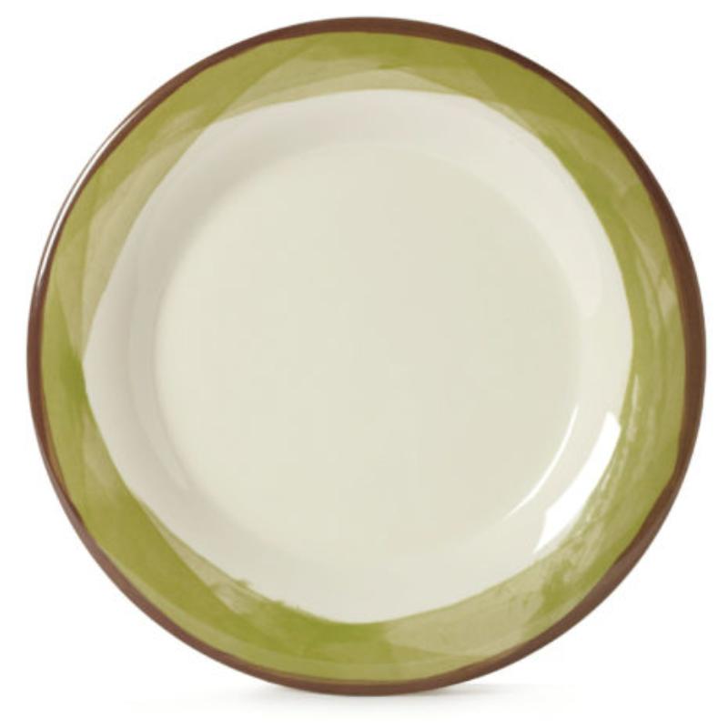 Picture of Winco WP-10-DI-KNG 10.5 in. Wide Rim Plate, Diamond Ivory Base - Kanello Green