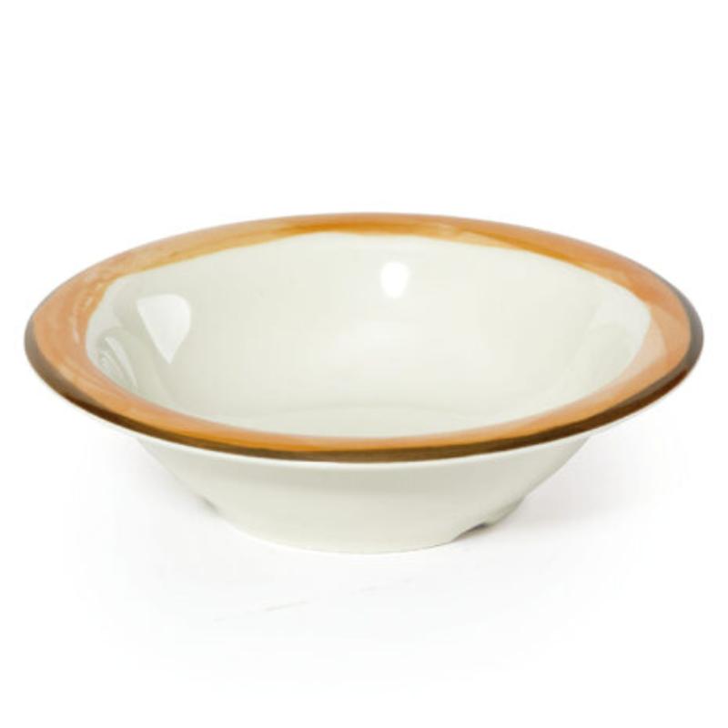 Picture of Winco B-127-DI-KNO 12 oz - 15.5 oz Rim-Full, 7.25 in. Melamine Bowl, 1.75 in. Deep, Diamond Ivory Base - Kanello Orange