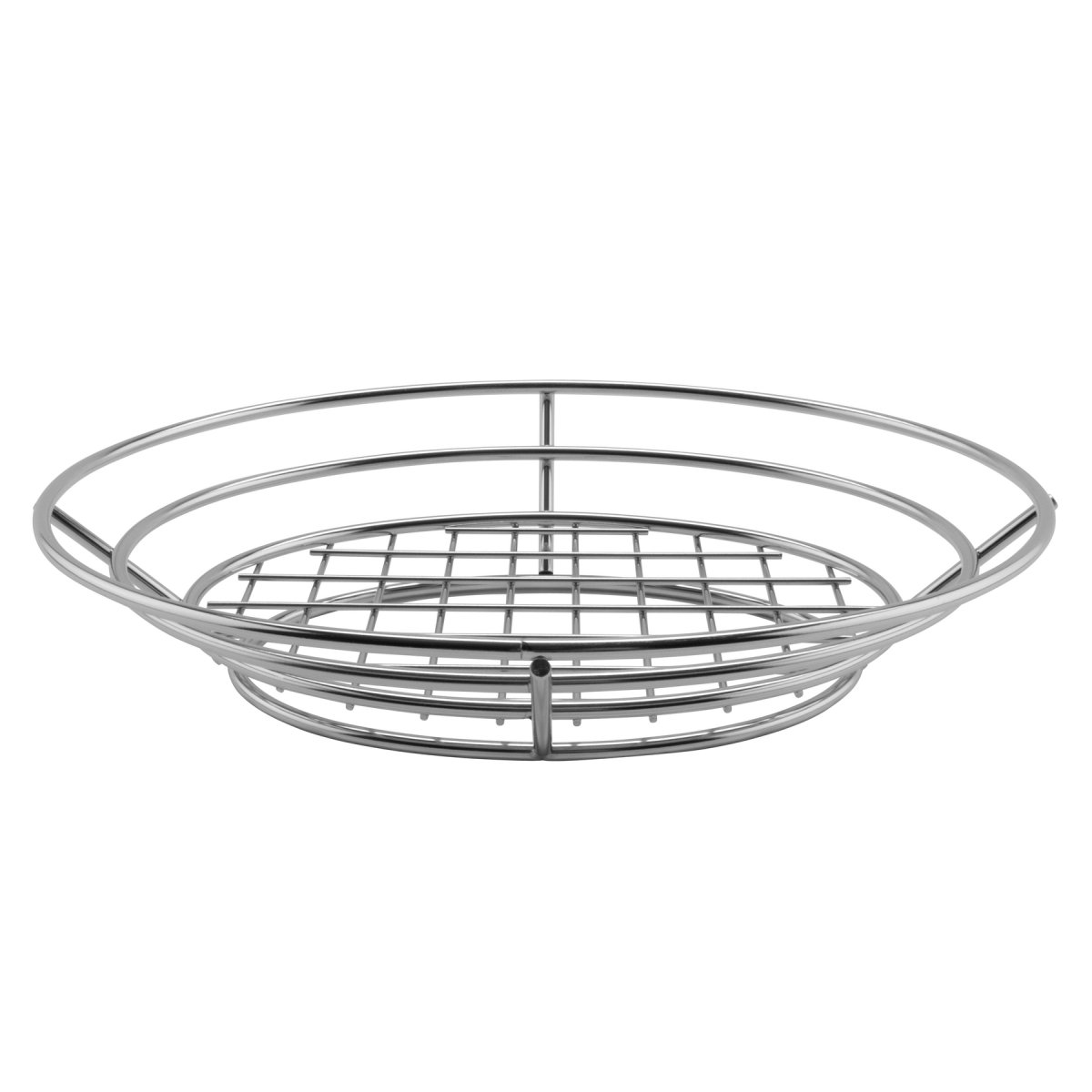 Picture of Winco 4-83824 11 x 8 in. Oval Basket with Wide Raised Grid Base, 2.25 in. Tall - Stainless Steel - Each 24